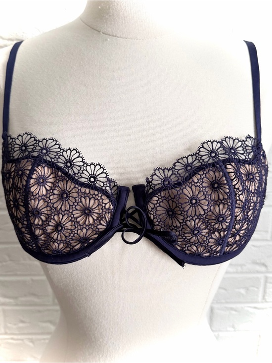 Victoria's Secret Other - Victoria’s Secret Vintage Y2K Push-up Without Padding Navy Eyelet Bra Size 36B